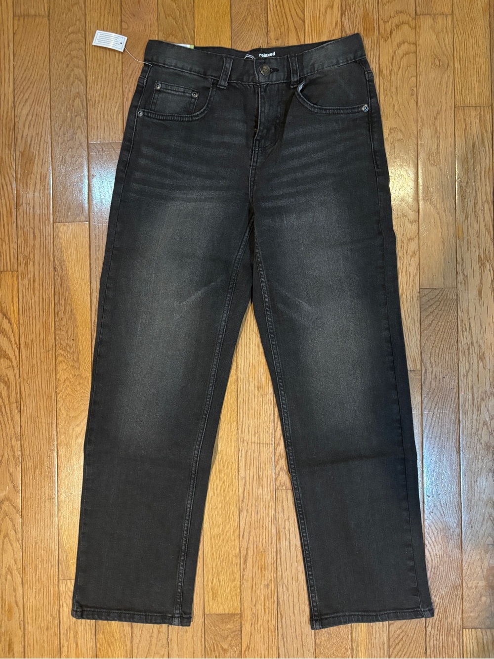 Wonder Nation Girls 12 Relaxed Fit Black Stretch Jeans Adjustable Waist NWT